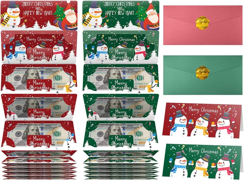Jaywayang 2PCS Christmas Money or Gift Card Holder with 10 Slots, Surprise Cash Envelope Holders for Men Women Girls Boys - Image 1